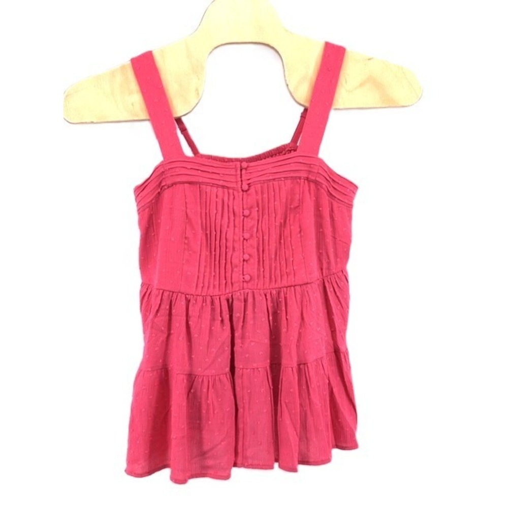 Torrid Swiss Dot Crinkle Gauze Tiered Pin Tuck Tank Honeysuckle Pink 00 M/L 10